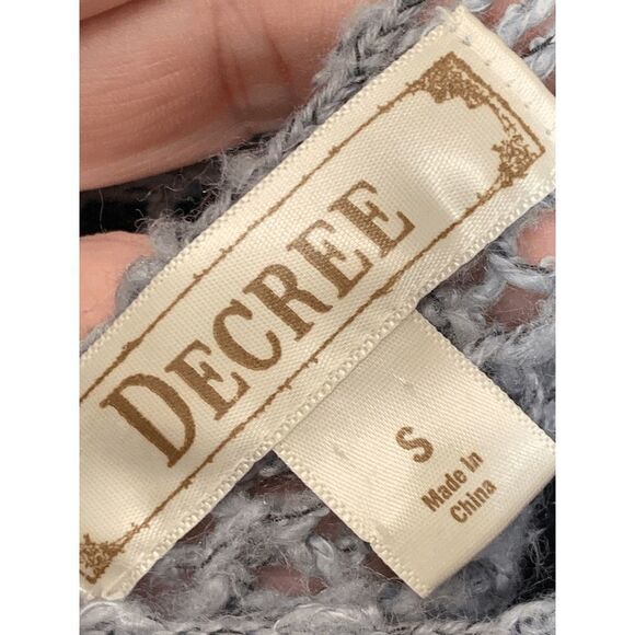 Decree Womens Sweater Scoop Neck Quarter Sleeve Open Knit Gray Small - Picture 4 of 8